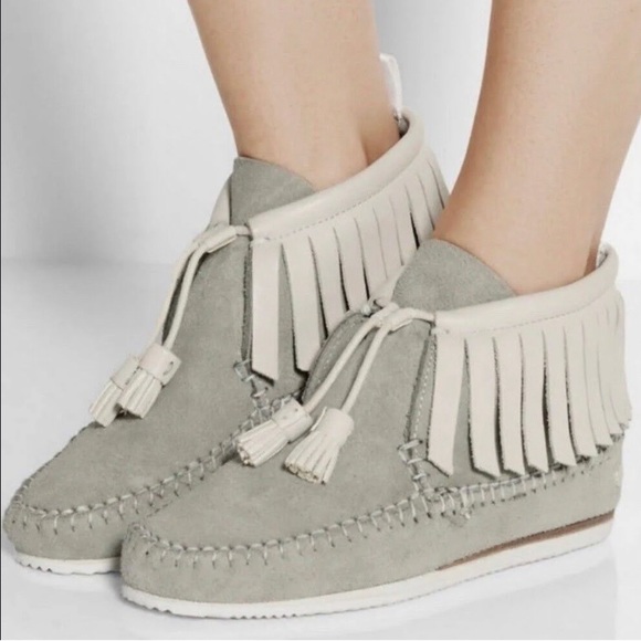 Rag & Bone Ghita Grey Suede Moccasins - Picture 1 of 11
